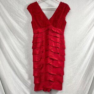 Adrianna Papell Sleeveless Tiered Cocktail Dress Womens 4 Mermaid Chiffon Floral